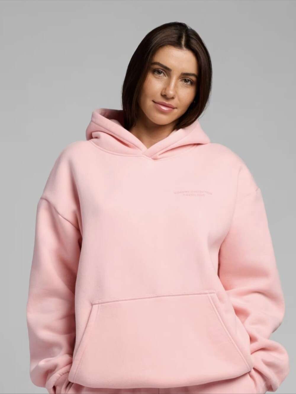 Comfrt Women's Oversized Pink Hoodie Pullover Sweatshirt Small - Picture 2 of 7